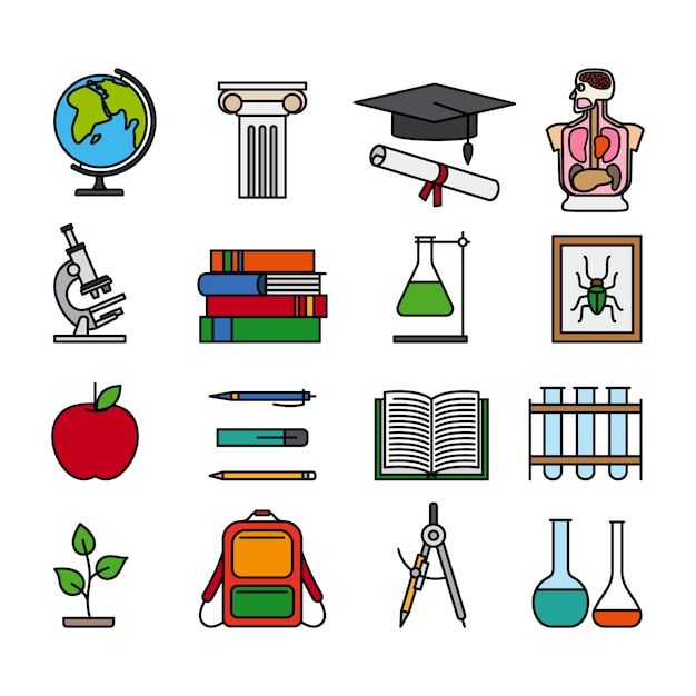 Vector education color line icons