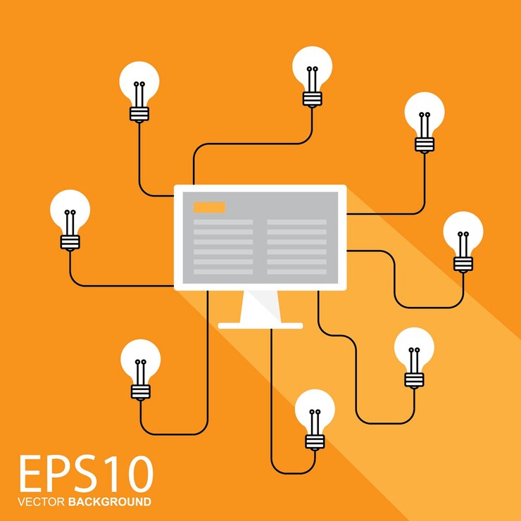 Vector education concept power of knowledge and idea from computer