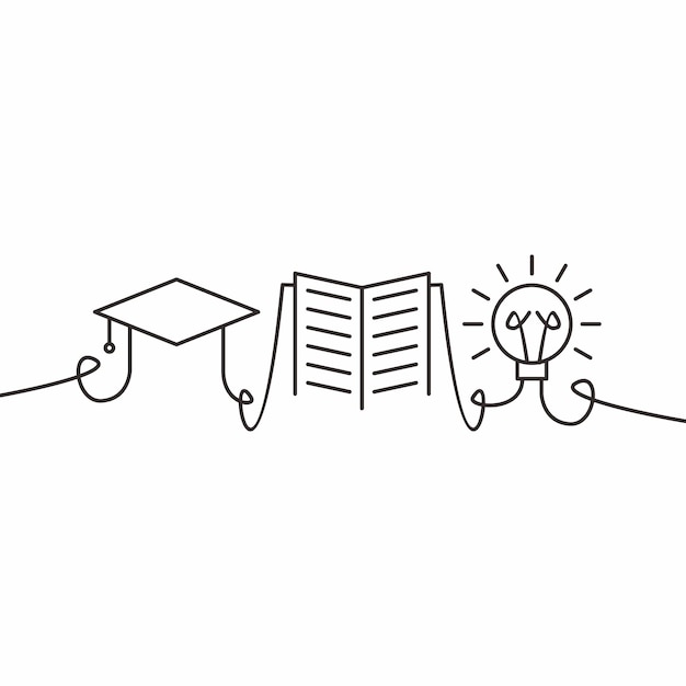 Premium Vector | Education continuous line art