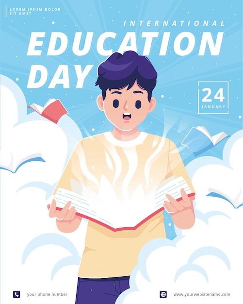 education day Illustration poster template