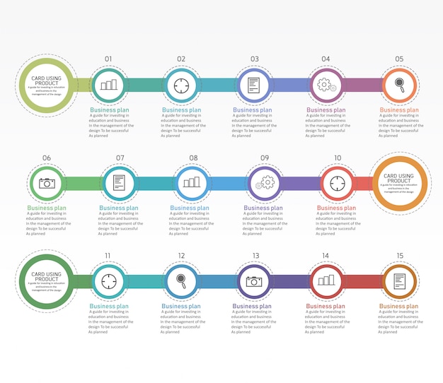 Diagramma di educazione. ci sono 15 passi, livello usa i vettori nella progettazione