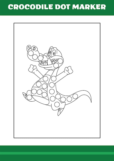 Education dot marker for children Crocodile dot marker Coloring Page for kids