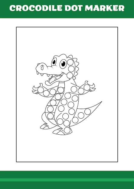 Education dot marker for children Crocodile dot marker Coloring Page for kids