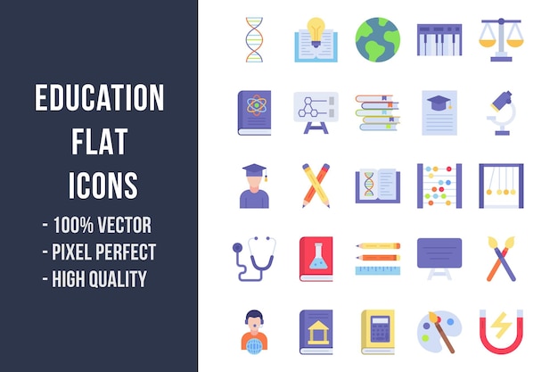 Education Flat Multicolor Icons