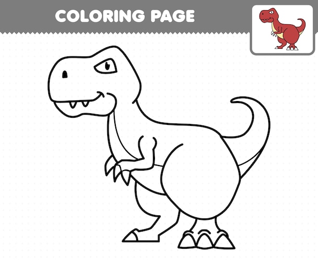 Education game for children coloring page cartoon prehistoric dinosaur tyrannosaurus