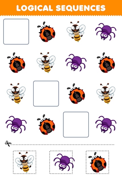 Premium Vector  Logical sequence worksheets for kids