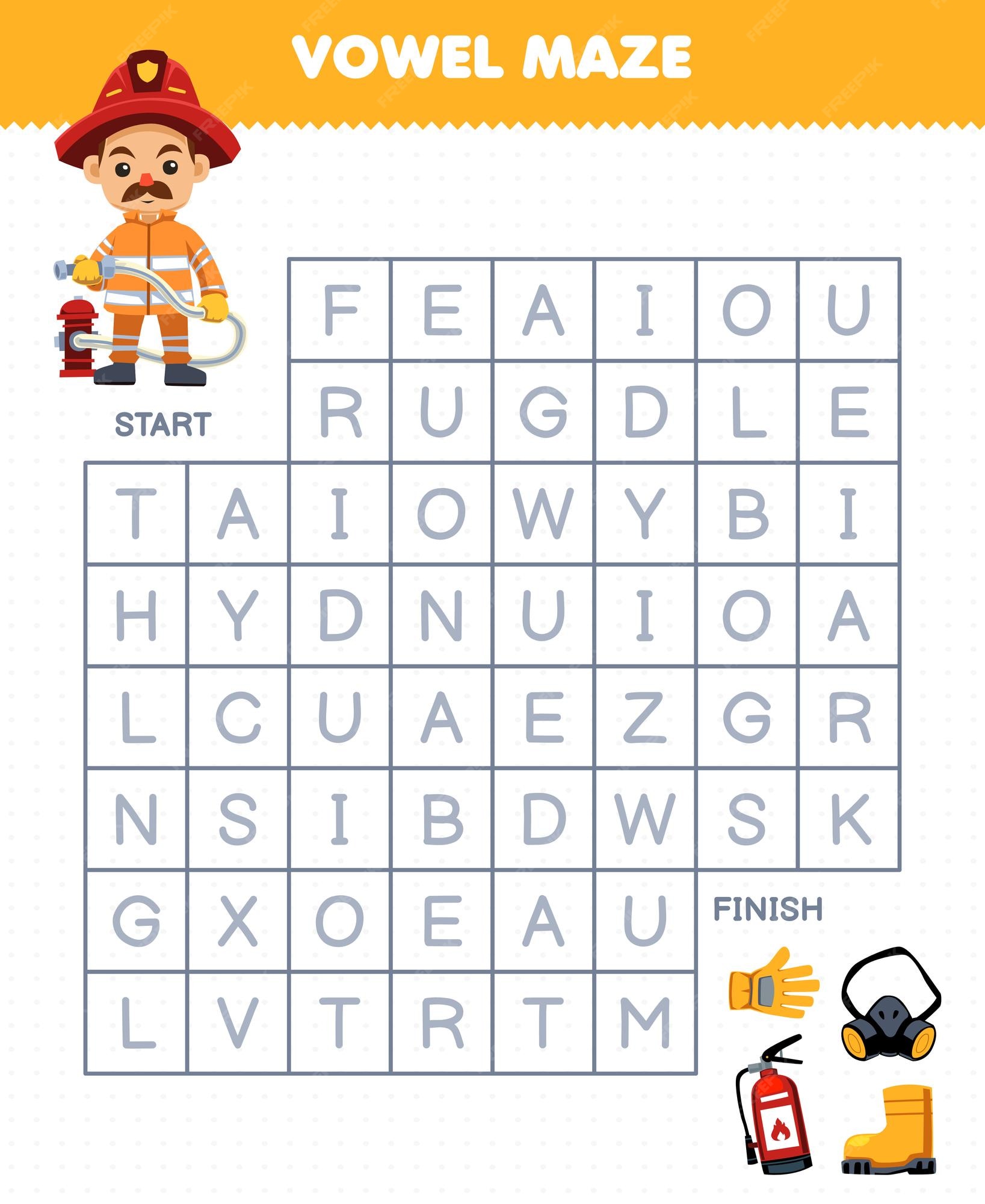 Premium Vector  Education game for children vowel maze help cute cartoon  boy move to treasure map printable pirate worksheet