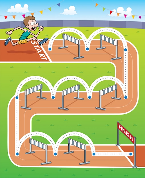 Vettore gioco educativo hurdler - line dot