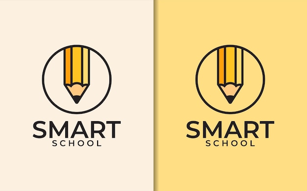 Istruzione laureato toga hat matita per la scuola university college academic campus logo design
