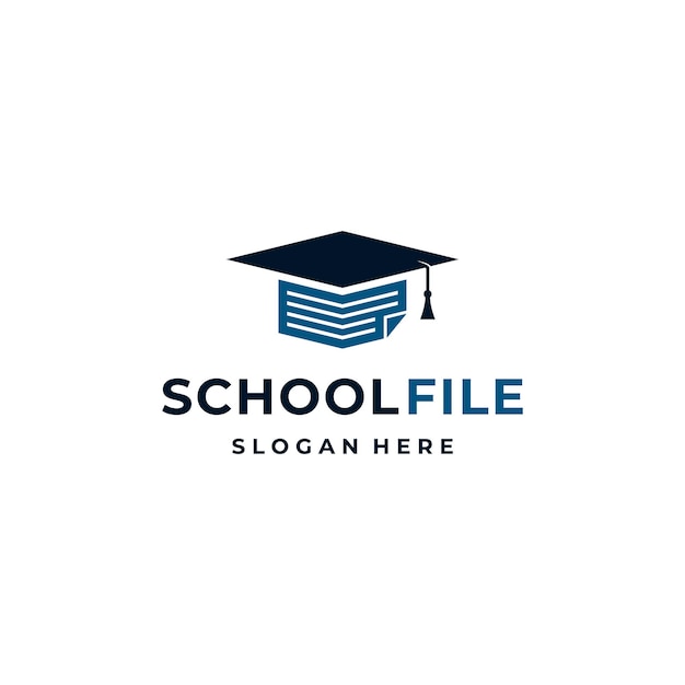 Education hat cap student graduate university with paper file document logo design inspiration