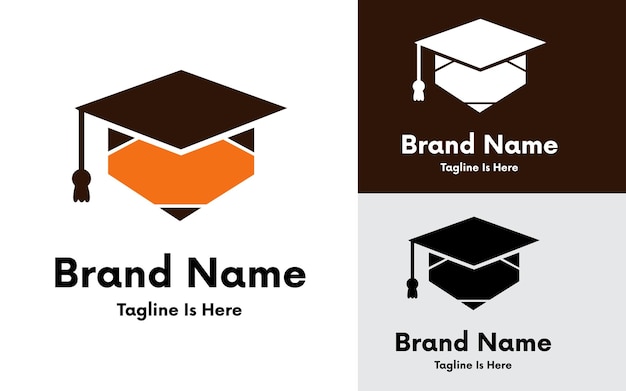 Education hat with pencil logo design