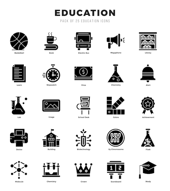 교육 아이콘 : 웹 사이트 및 앱을위한 25 개의 아이콘
