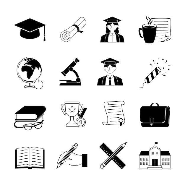 Vector education icon education icon set graduate icon set