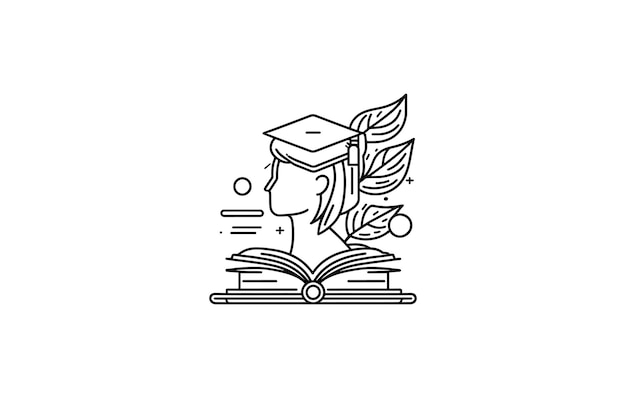 Education icon line art drawing education icon outline vector illustration Learning icon