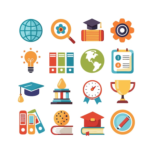Vector education icon set collection vector illustration for documents websites and mobile applications