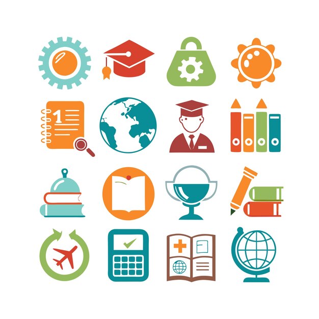 Vector education icon set collection vector illustration for documents websites and mobile applications