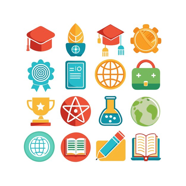 Vector education icon set collection vector illustration for documents websites and mobile applications