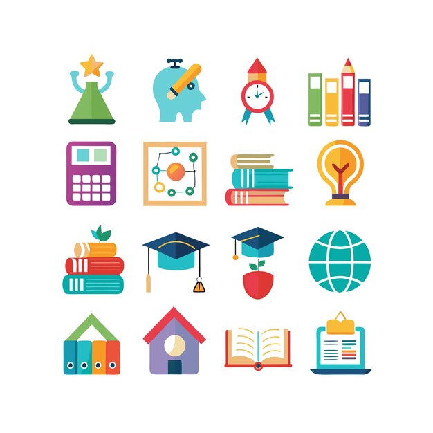 Vector education icon set collection vector illustration for documents websites and mobile applications