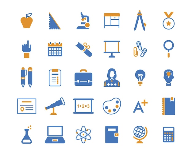 Education icon set in flat style