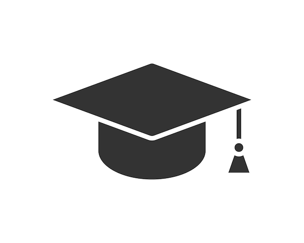 Векторная иллюстрация значка образования Шапка колледжа или символ шляпы выпускника Знак студенческой степени