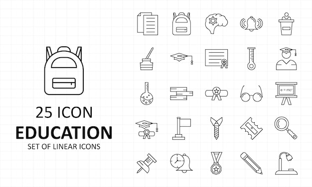  Education Icons Sheet Pixel Perfect