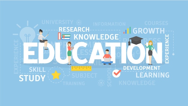 Education illustration concept idea of study knowledge and technology