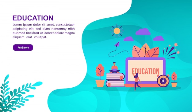 Education illustration concept with character. landing page template