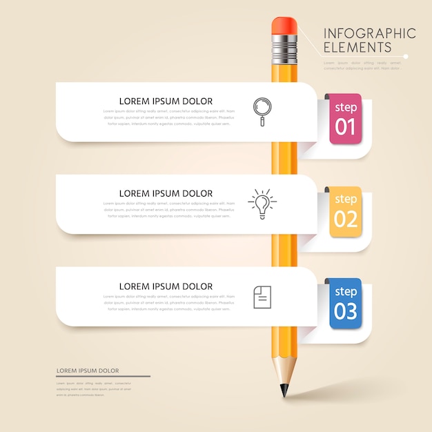 Progettazione infografica di formazione con etichetta bianca e tag