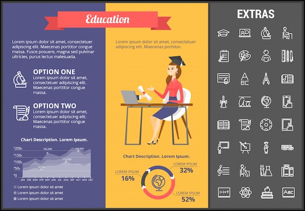 교육 Infographic 템플릿, 요소 및 아이콘