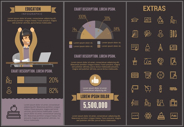 교육 infographic 템플릿, 요소 및 아이콘