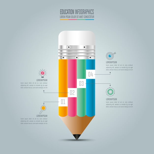 Modello di infografica di istruzione opzione a 4 passi.