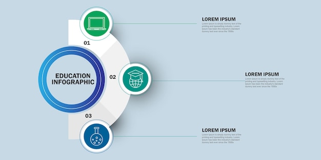 Education infographics timeline with 3 option