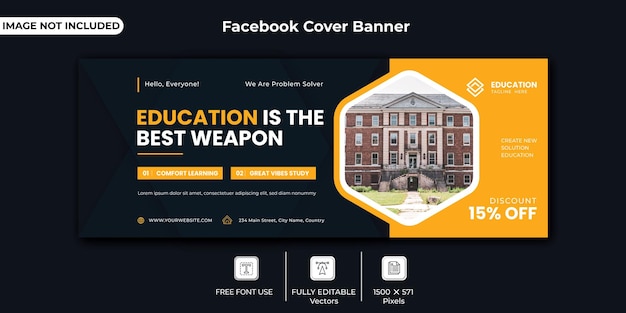 Vector education instutitue facebook cover vector
