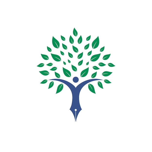 Education insurance and support logo concept Pen and human tree icon logo