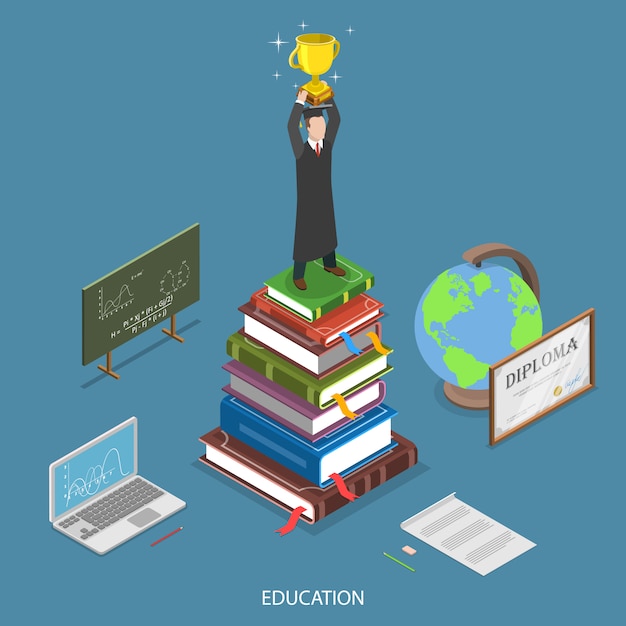 Education isometric flat vector concept. 