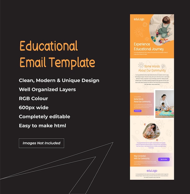 Vector education for kids email marketing newsletter template