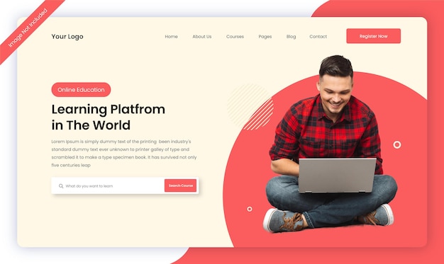 Vector education landing page ui template design