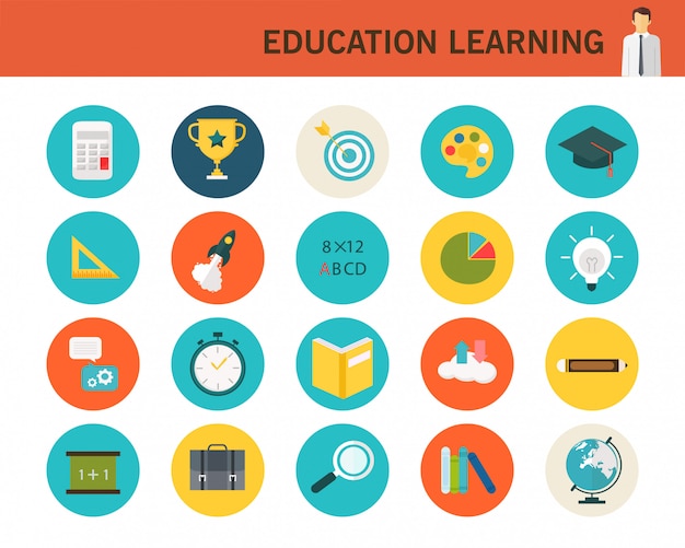 Education learning consept flat icons.