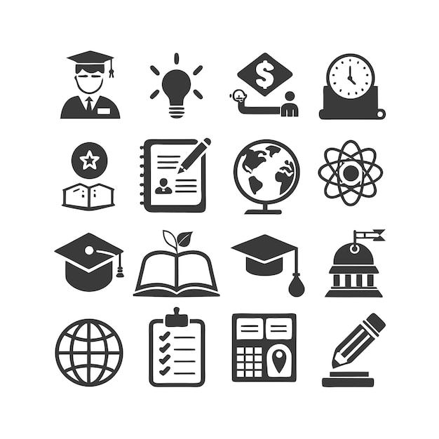 education and learning icon set collection vector for ui documents websites and mobile applications