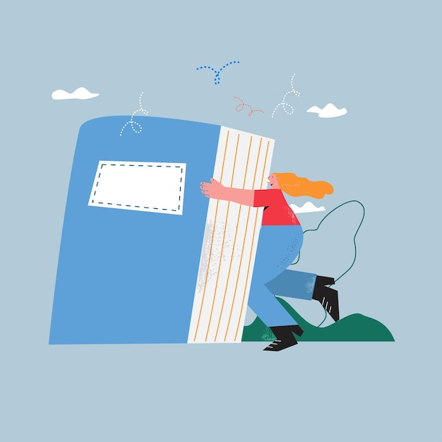 Education learning reading a book flat vector illustration Classes lessons training courses