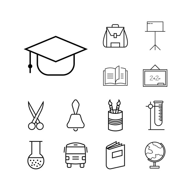 Education line art icon sets vector illustration