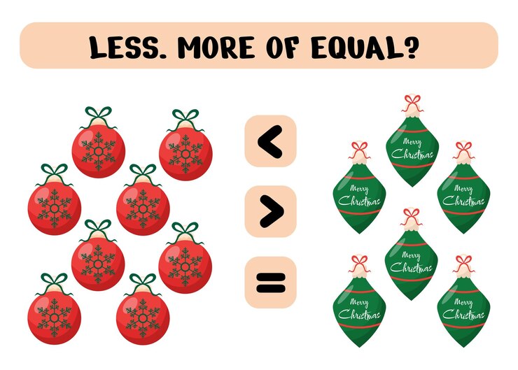 Vector education logic game for preschool kids choose the correct answer more less or equal