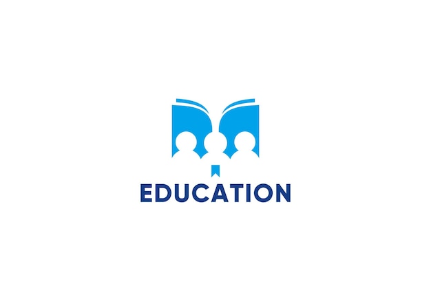 Vector education logo design open book with people creative knowledge student university icon symbol