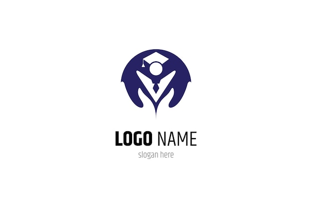 Logo education con laurea in semplice design piatto