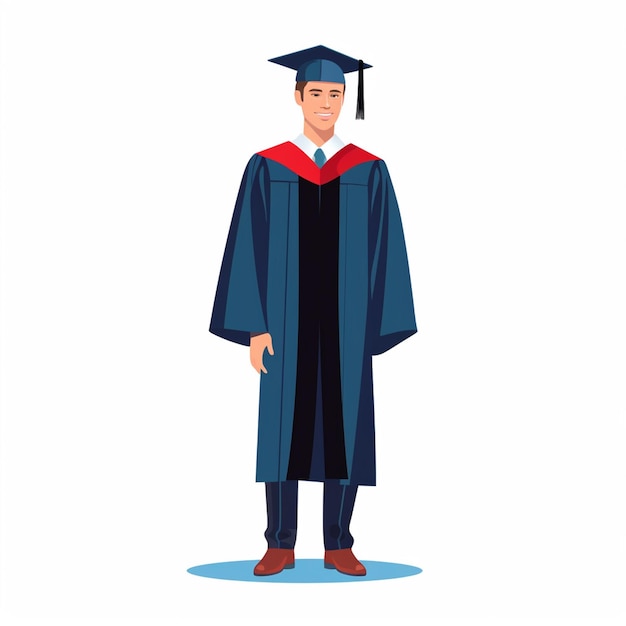 Vettore istruzione uomo laurea universitaria studente college vettore scuola diploma diploma illustrat
