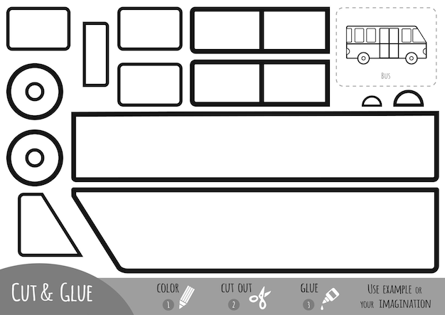Education paper game Bus Use scissors and glue to create the image