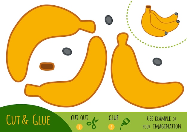 Education paper game for children, banana. use scissors and glue to create the image.