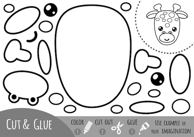 education paper game for children, giraffe. use scissors and glue to create the image.