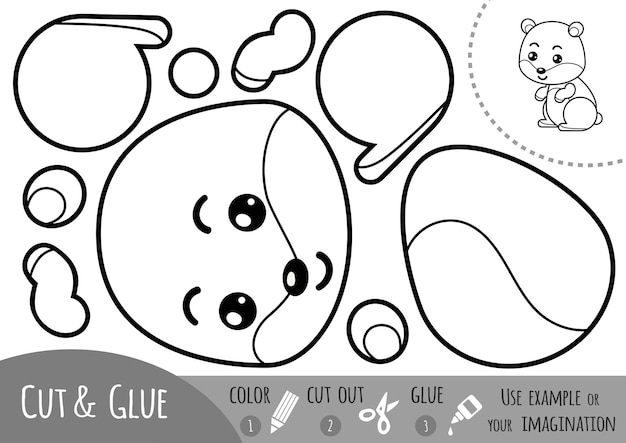 Education paper game for children, Hamster. Use scissors and glue to create the image.