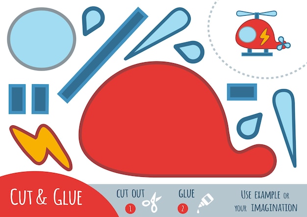 Vector education paper game for children, helicopter. use scissors and glue to create the image.